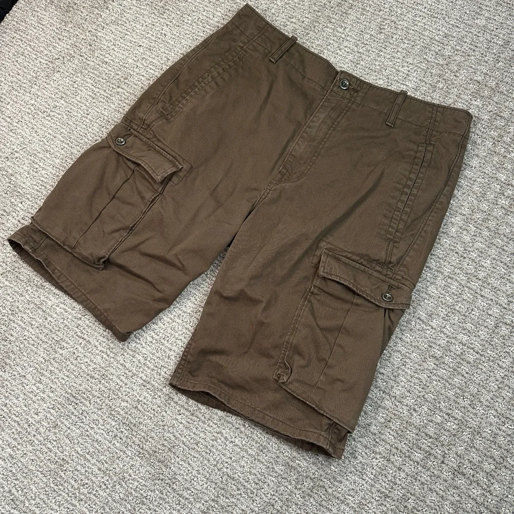Levis Mens Brown Cotton Twill Cargo Shorts Size 32 12463-0021